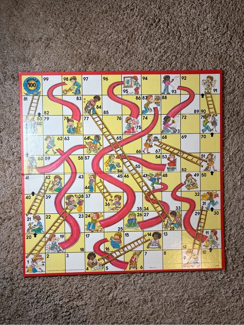 Vintage Chutes and Ladders Kids Board Game - Classic White Box